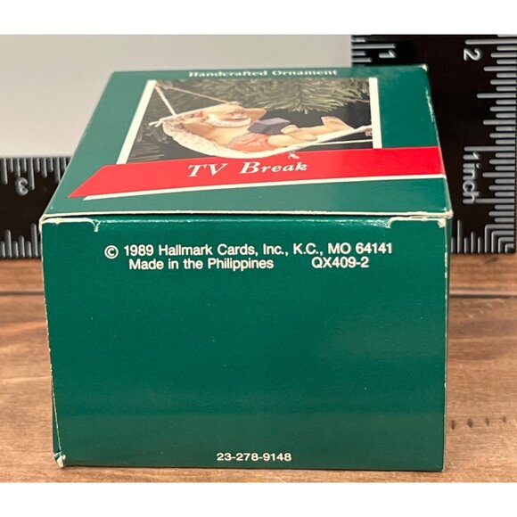 1989 HALLMARK KEEPSAKE ORNAMENT QX409-2 TV BREAK SANTA HAMMOCK ALL MY REINDEER - Picture 3 of 8